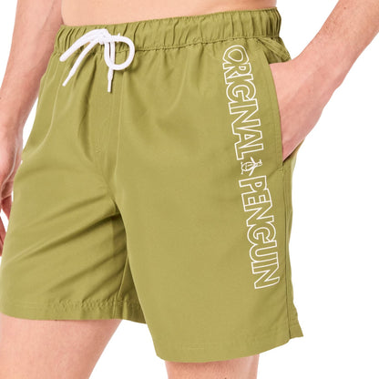 Olive Branch - Side - Original Penguin Mens Logo Swim Shorts