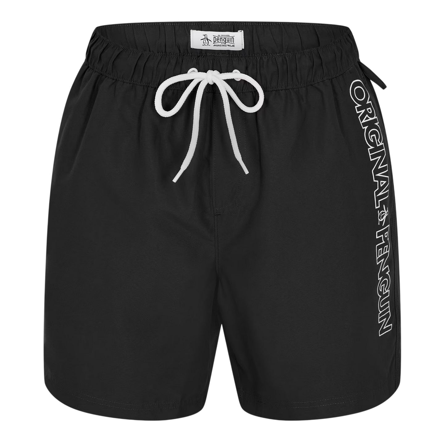 True Black - Front - Original Penguin Mens Logo Swim Shorts