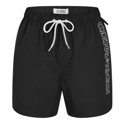 True Black - Front - Original Penguin Mens Logo Swim Shorts
