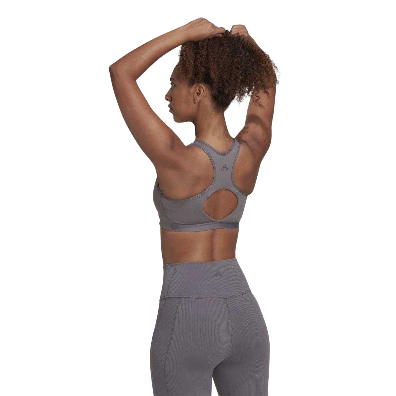 Grey - Side - Adidas Womens-Ladies CoreFlow Studio Medium Support Sports Bra