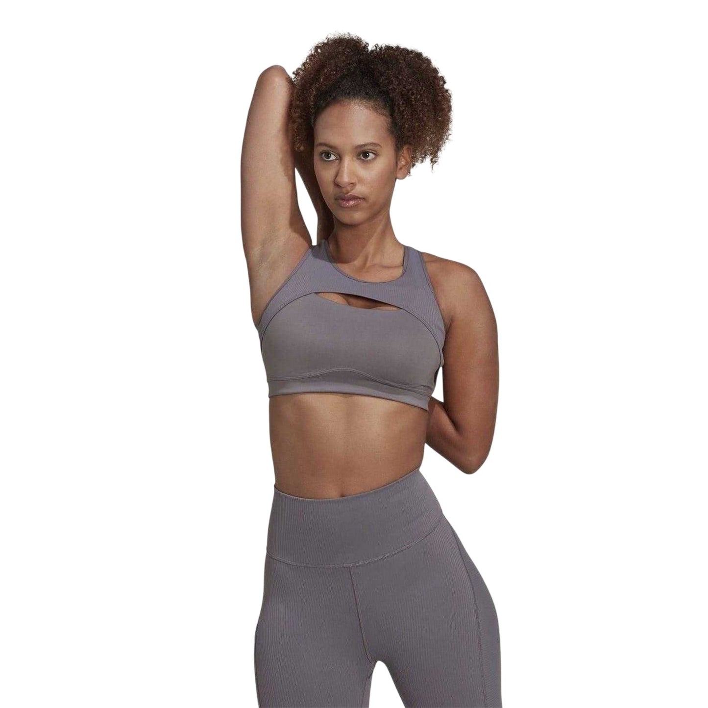 Grey - Lifestyle - Adidas Womens-Ladies CoreFlow Studio Medium Support Sports Bra