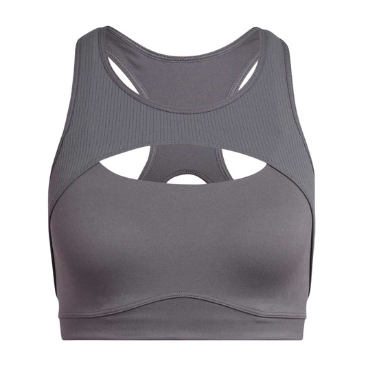 Grey - Front - Adidas Womens-Ladies CoreFlow Studio Medium Support Sports Bra