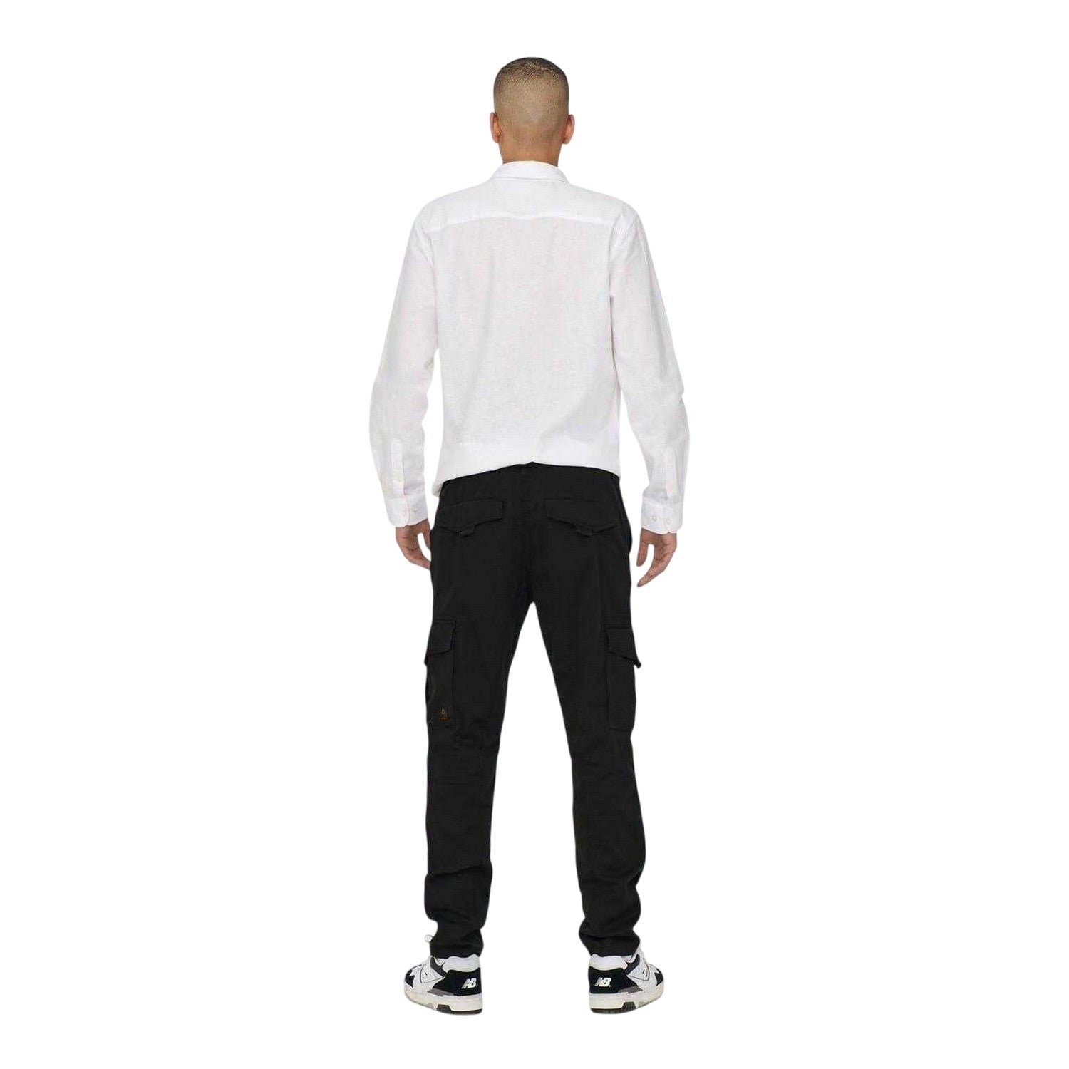 Black - Back - Only Mens Dean Regular Cargo Trousers