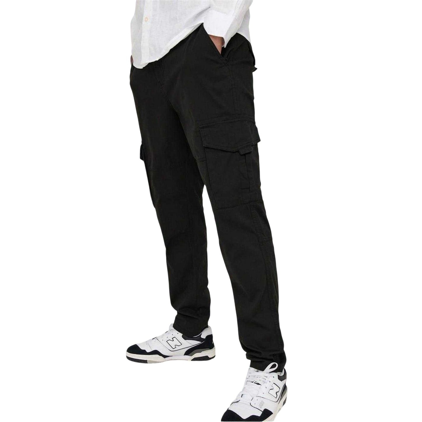 Black - Side - Only Mens Dean Regular Cargo Trousers