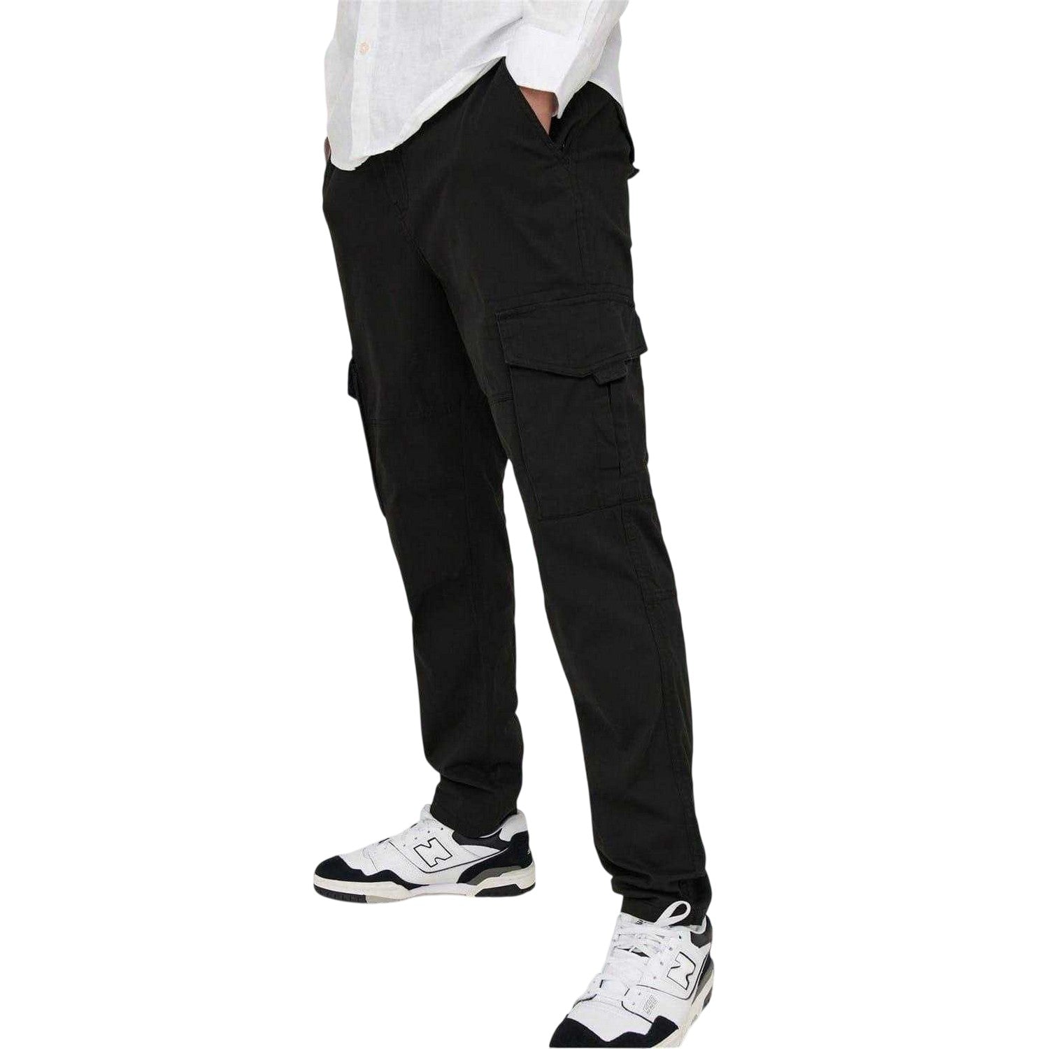 Black - Side - Only Mens Dean Regular Cargo Trousers