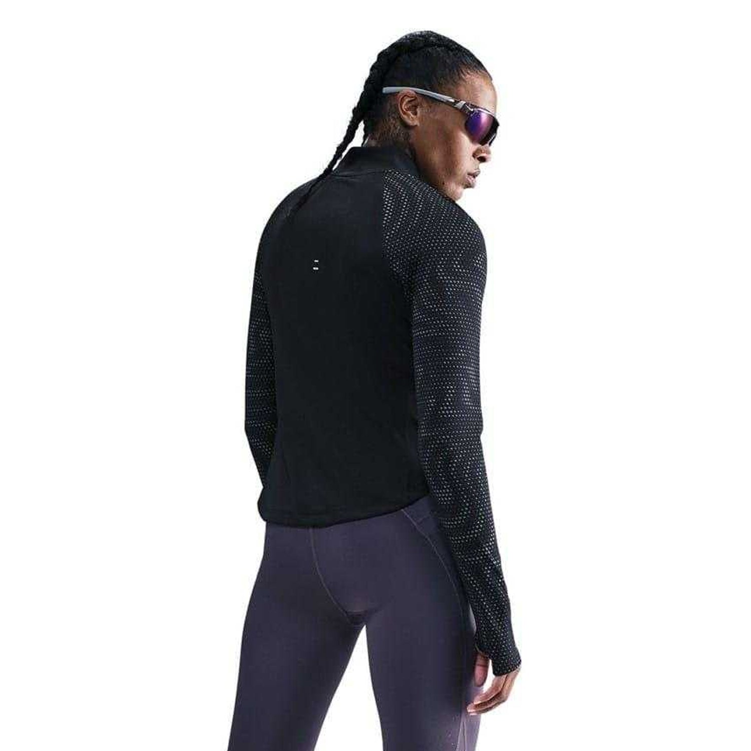 Black-Silver - Back - Nike Womens-Ladies T Flash Raglan Long-Sleeved Top