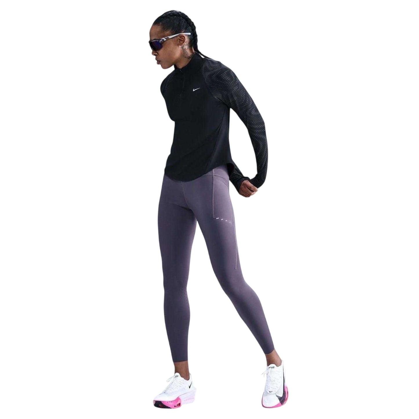 Black-Silver - Lifestyle - Nike Womens-Ladies T Flash Raglan Long-Sleeved Top