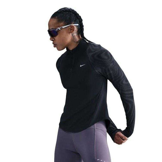 Black-Silver - Front - Nike Womens-Ladies T Flash Raglan Long-Sleeved Top