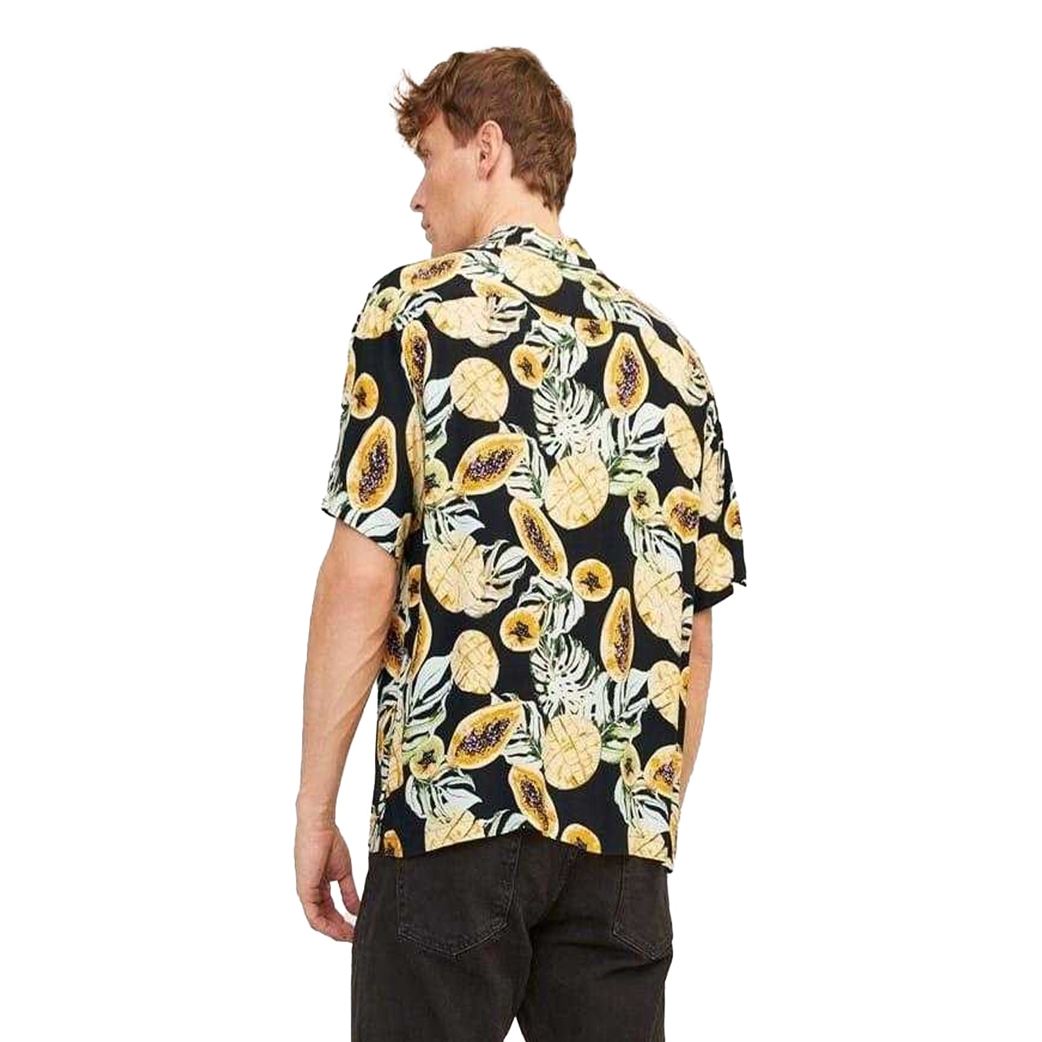 Black - Back - Jack And Jones Mens Tampa Papaya Regular Short-Sleeved Shirt