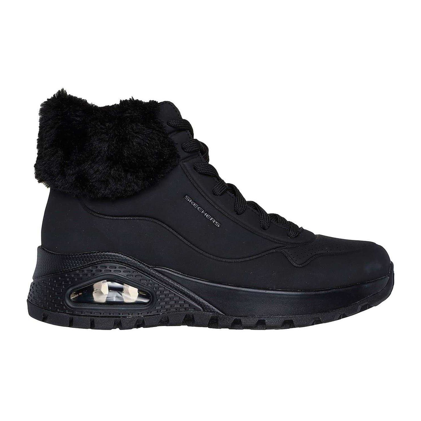Black - Side - Skechers Womens-Ladies Uno Rugged Waterproof Ankle Boots
