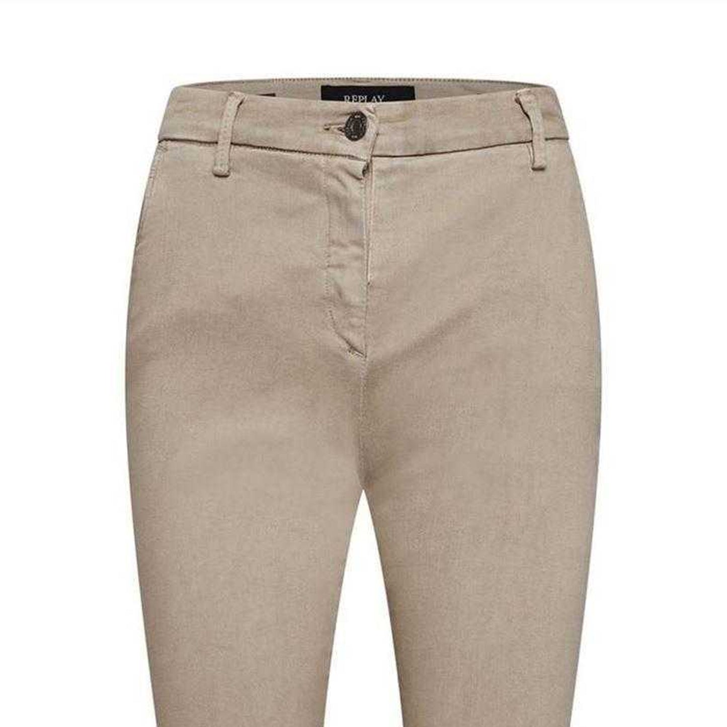 Beige - Side - Replay Womens-Ladies Cotton Slim Jeans