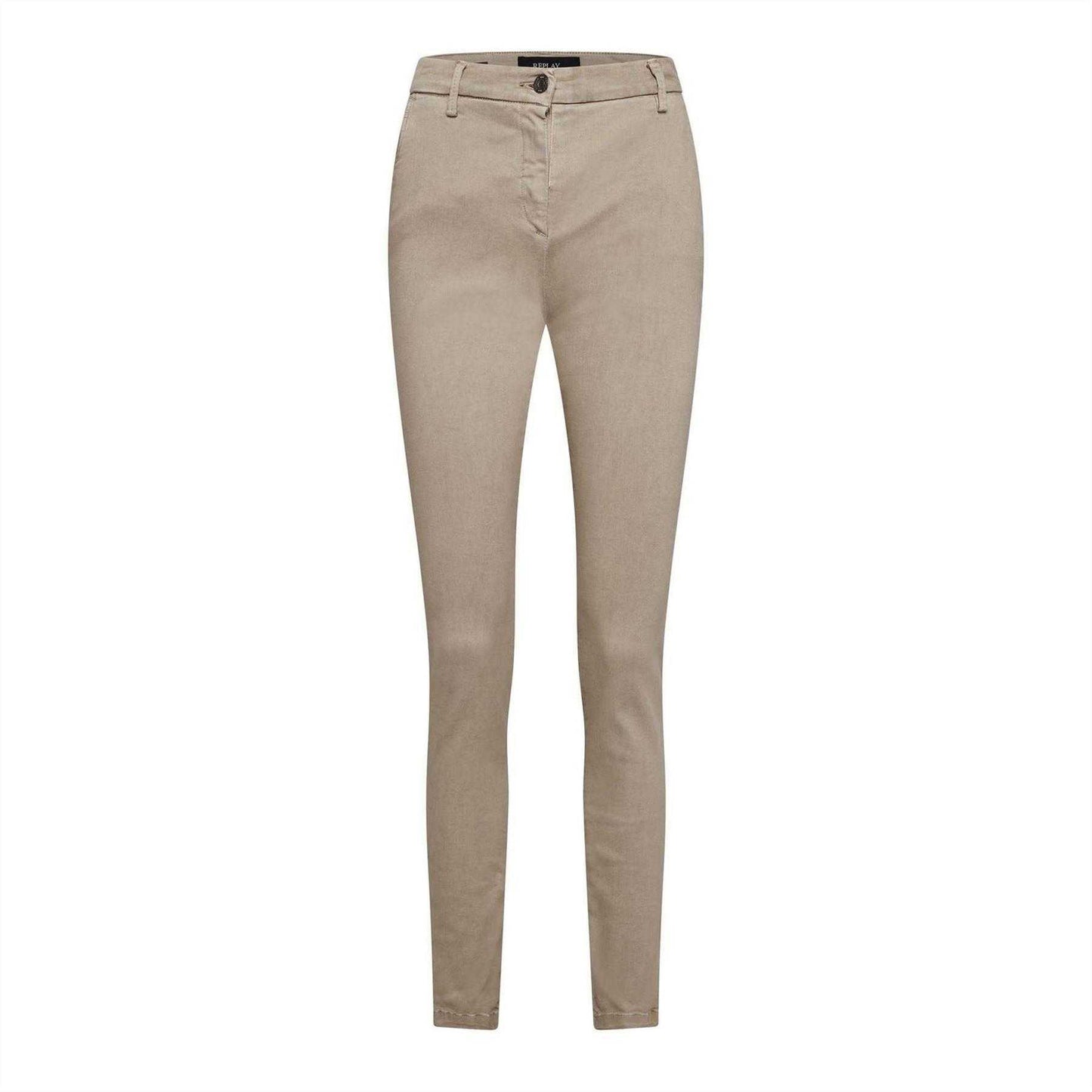 Beige - Front - Replay Womens-Ladies Cotton Slim Jeans