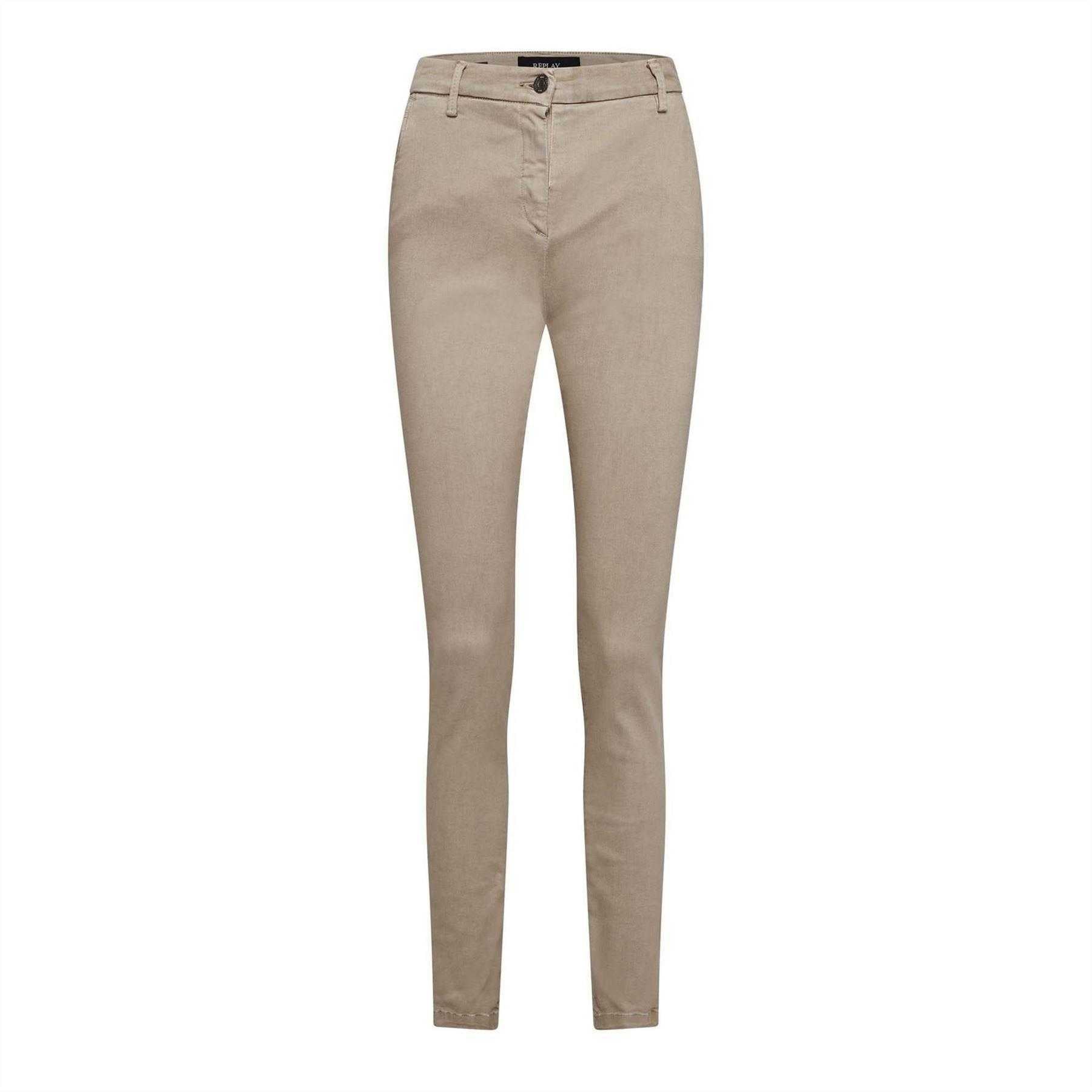 Beige - Front - Replay Womens-Ladies Cotton Slim Jeans