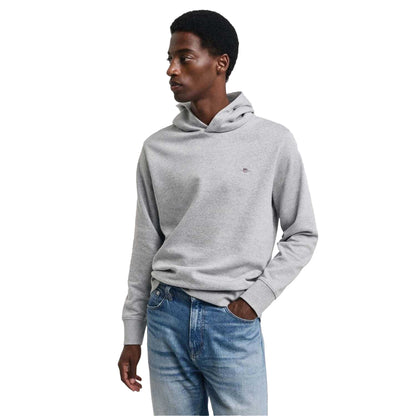 Grey - Side - Gant Mens Archive Shield Embroidered Hoodie