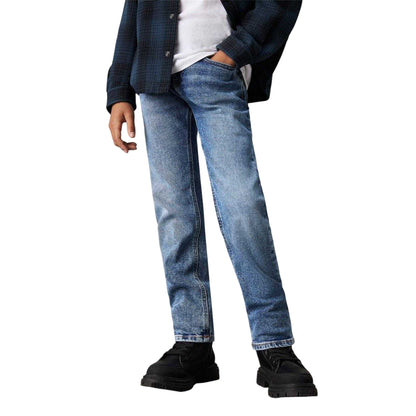 Blue - Front - Calvin Klein Boys 5 Pockets Straight Leg Jeans