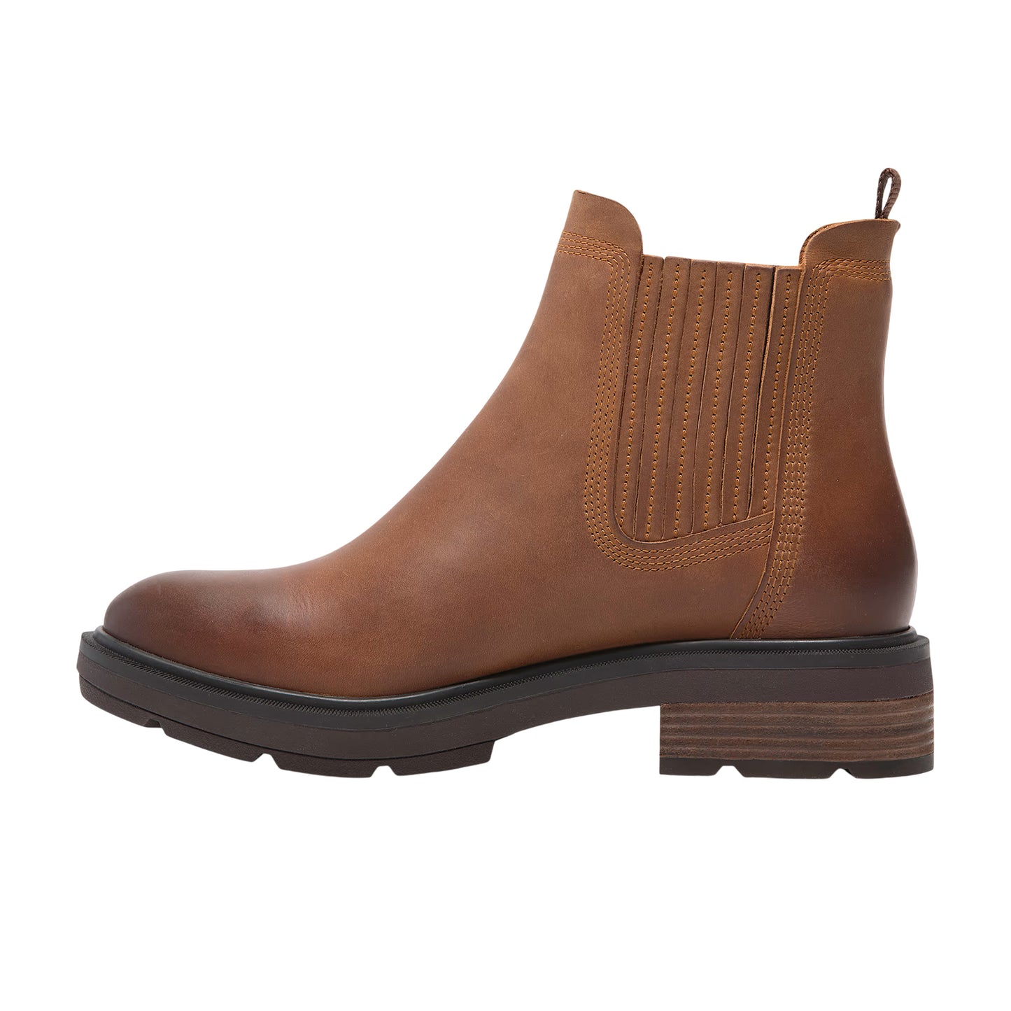 Medium Brown - Side - Timberland Womens-Ladies Leather Block Heel Chelsea Boots