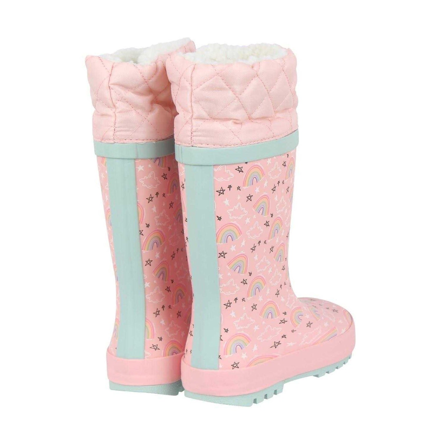 Pink - Back - Gelert Childrens-Kids Rainbow Stars Wellington Boots