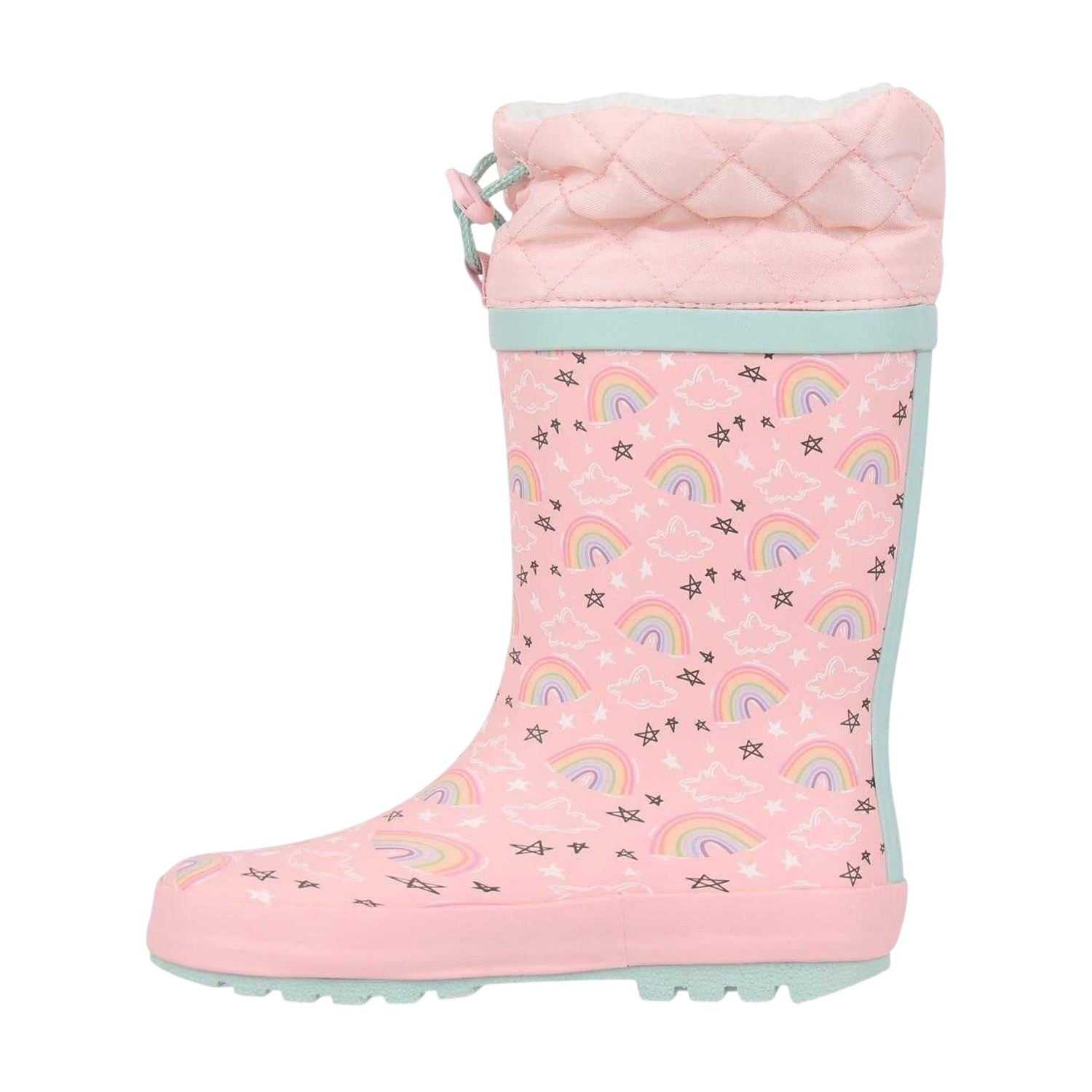 Pink - Side - Gelert Childrens-Kids Rainbow Stars Wellington Boots