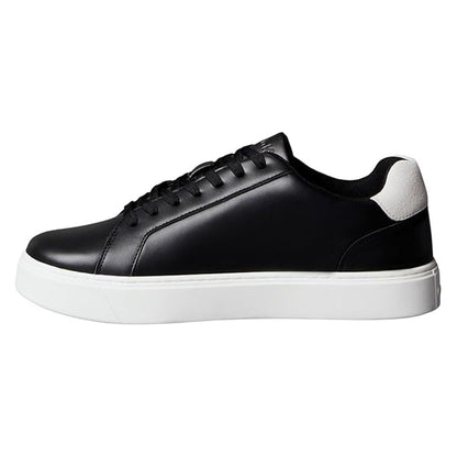 Black-White - Back - Calvin Klein Mens Classic Logo Leather Flat Trainers