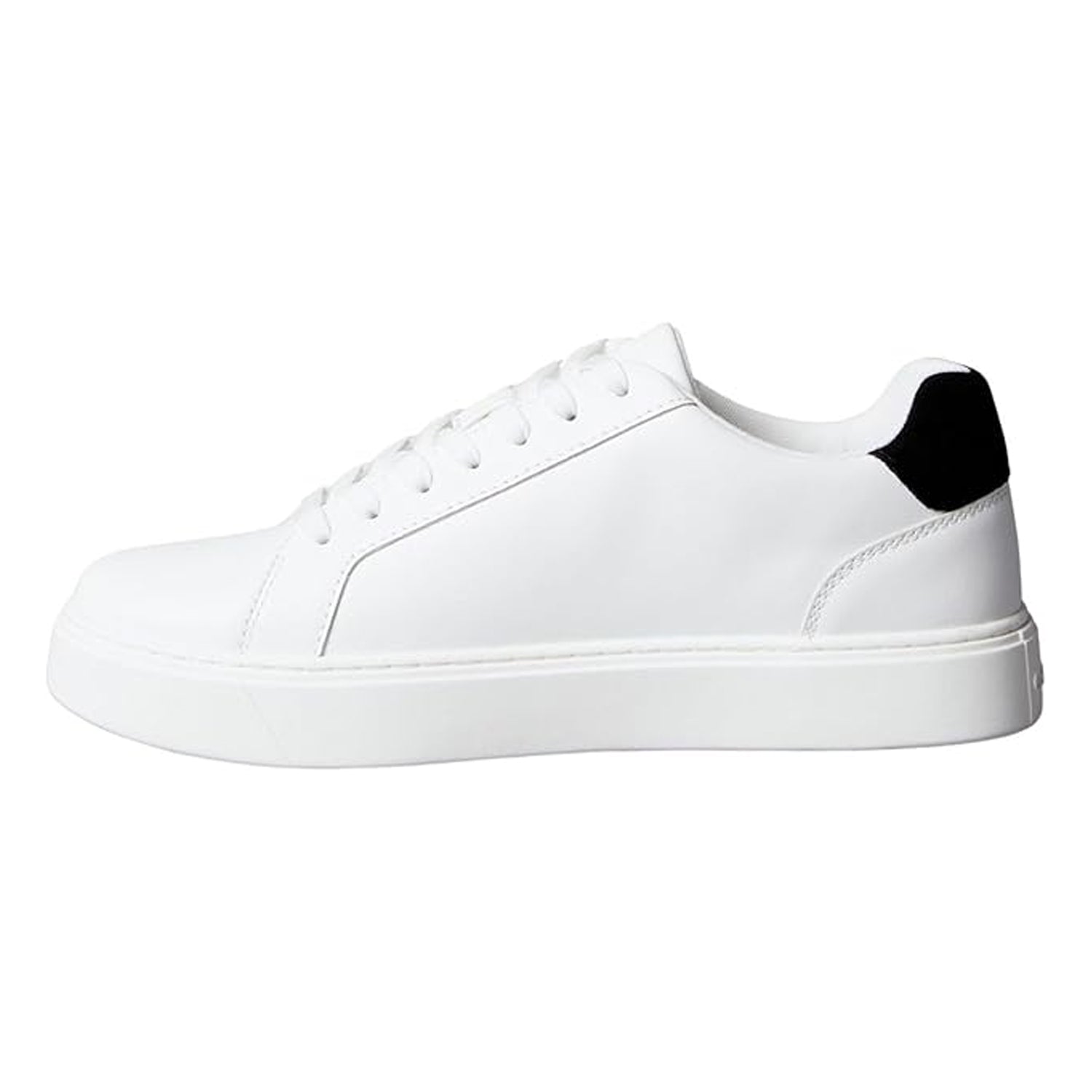White-Black - Back - Calvin Klein Mens Classic Logo Leather Flat Trainers