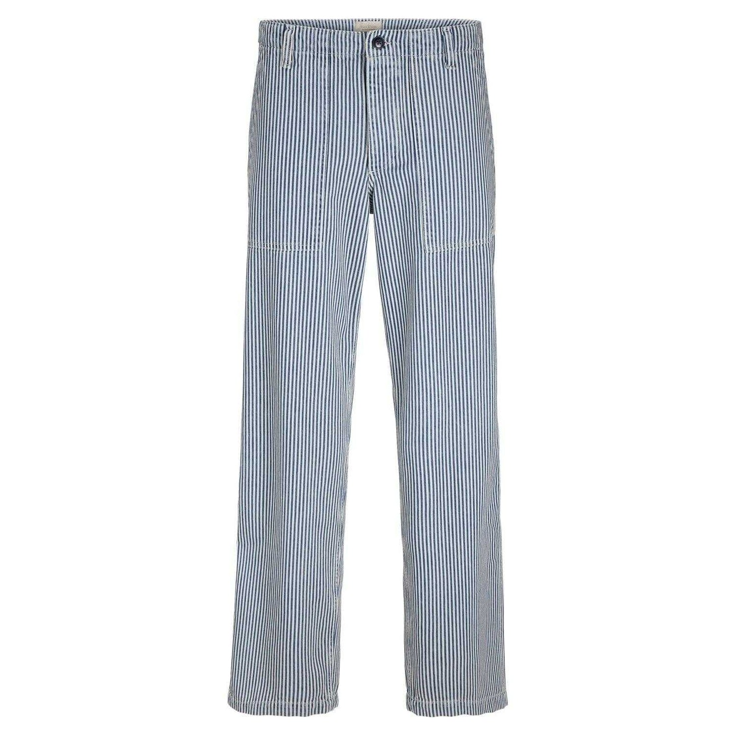 Ecru - Front - Jack And Jones Mens Striped Loose Fit Jeans