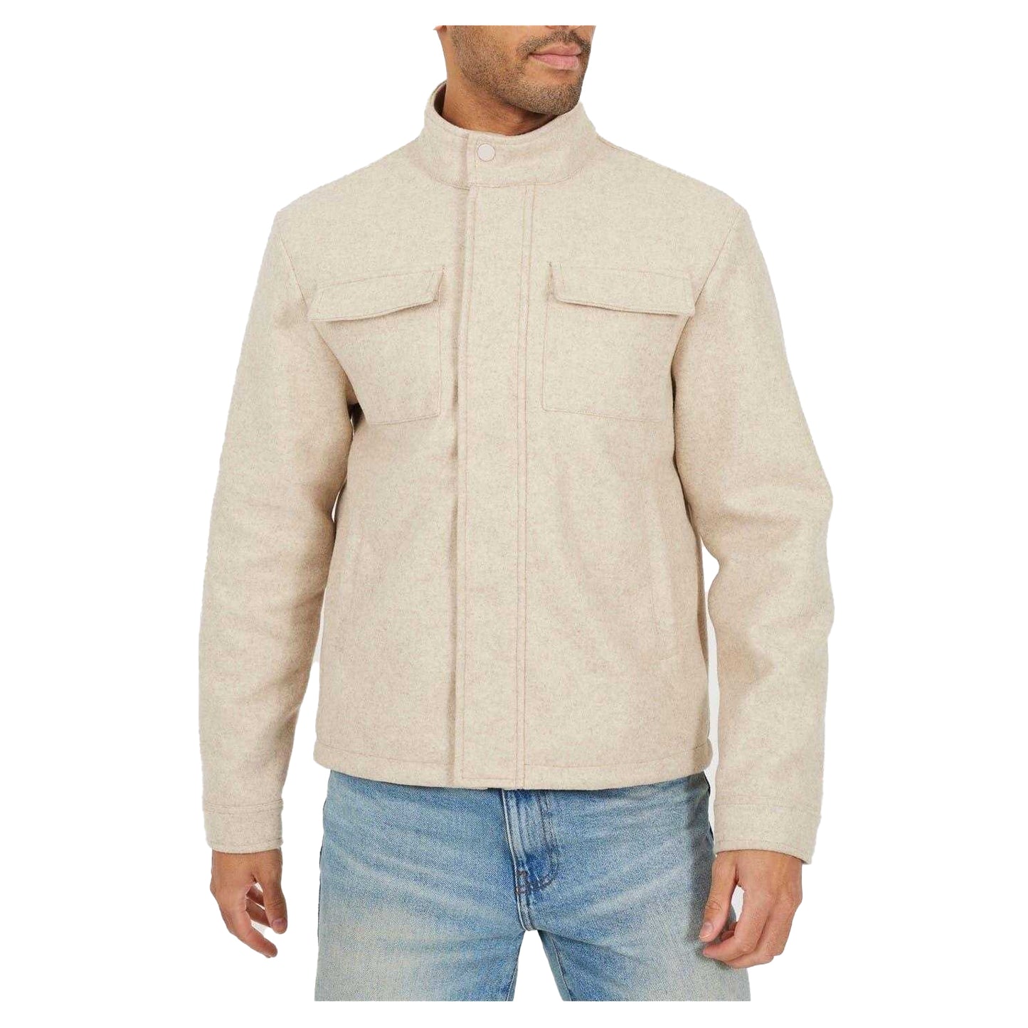 Cream - Front - Brave Soul Mens Harrington Jacket