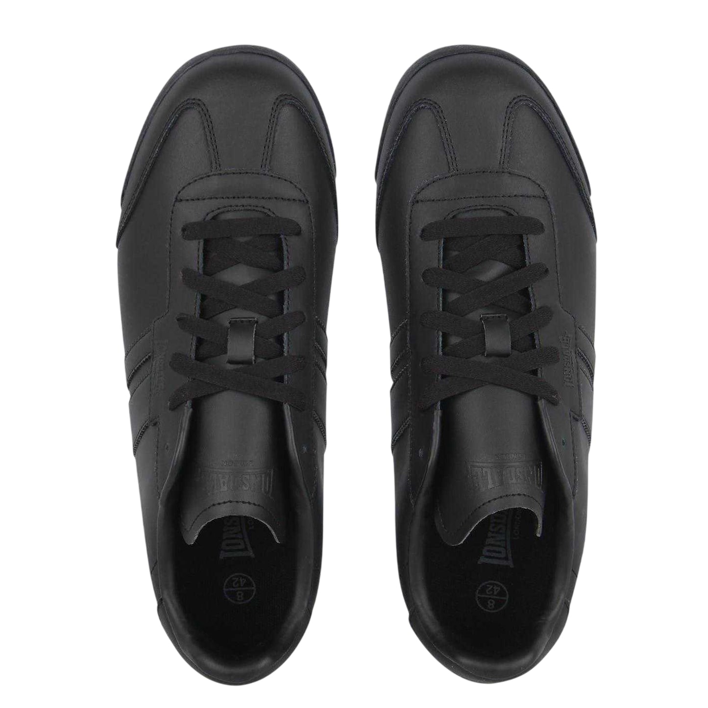 Black - Side - Lonsdale Mens Lambo Side Stripe Trainers