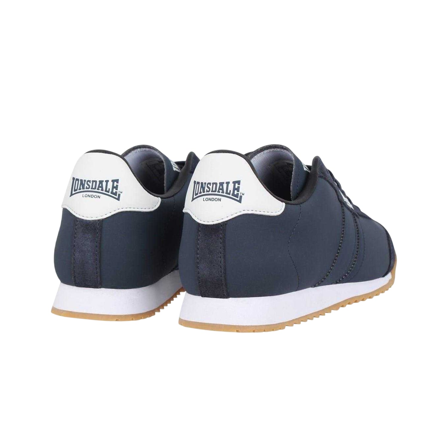 Navy - Back - Lonsdale Mens Lambo Side Stripe Trainers