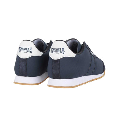 Navy - Back - Lonsdale Mens Lambo Side Stripe Trainers