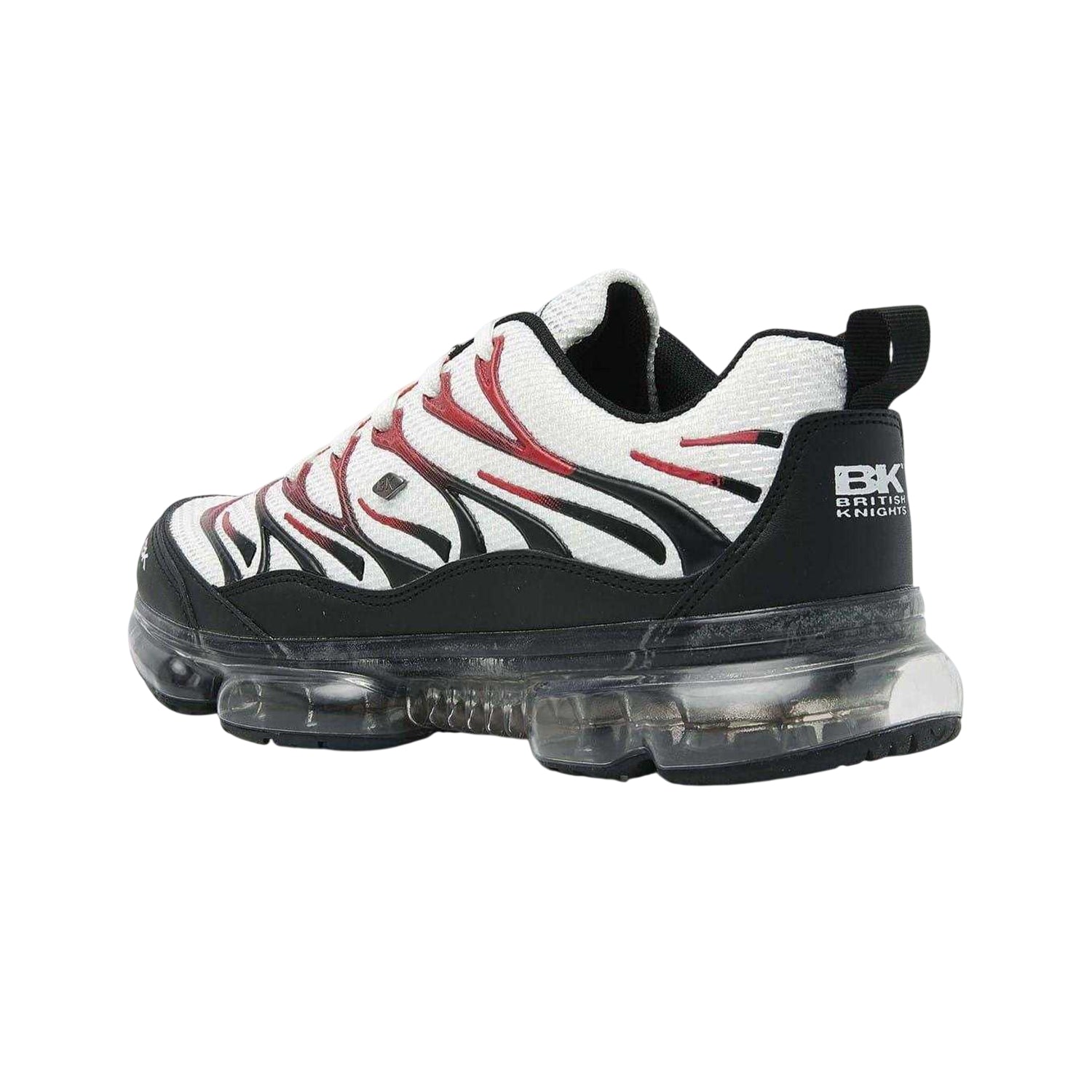 White-Black-Red - Back - British Knights Mens Urbex Mesh Air Cushioned Trainers