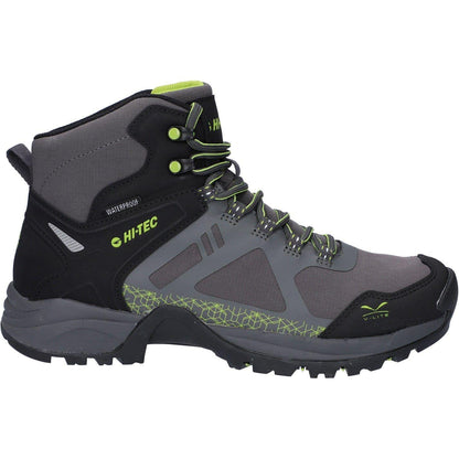 Grey-Lime - Side - Hi-Tec Mens Tec V Lite Psych Waterproof Hiking Boots