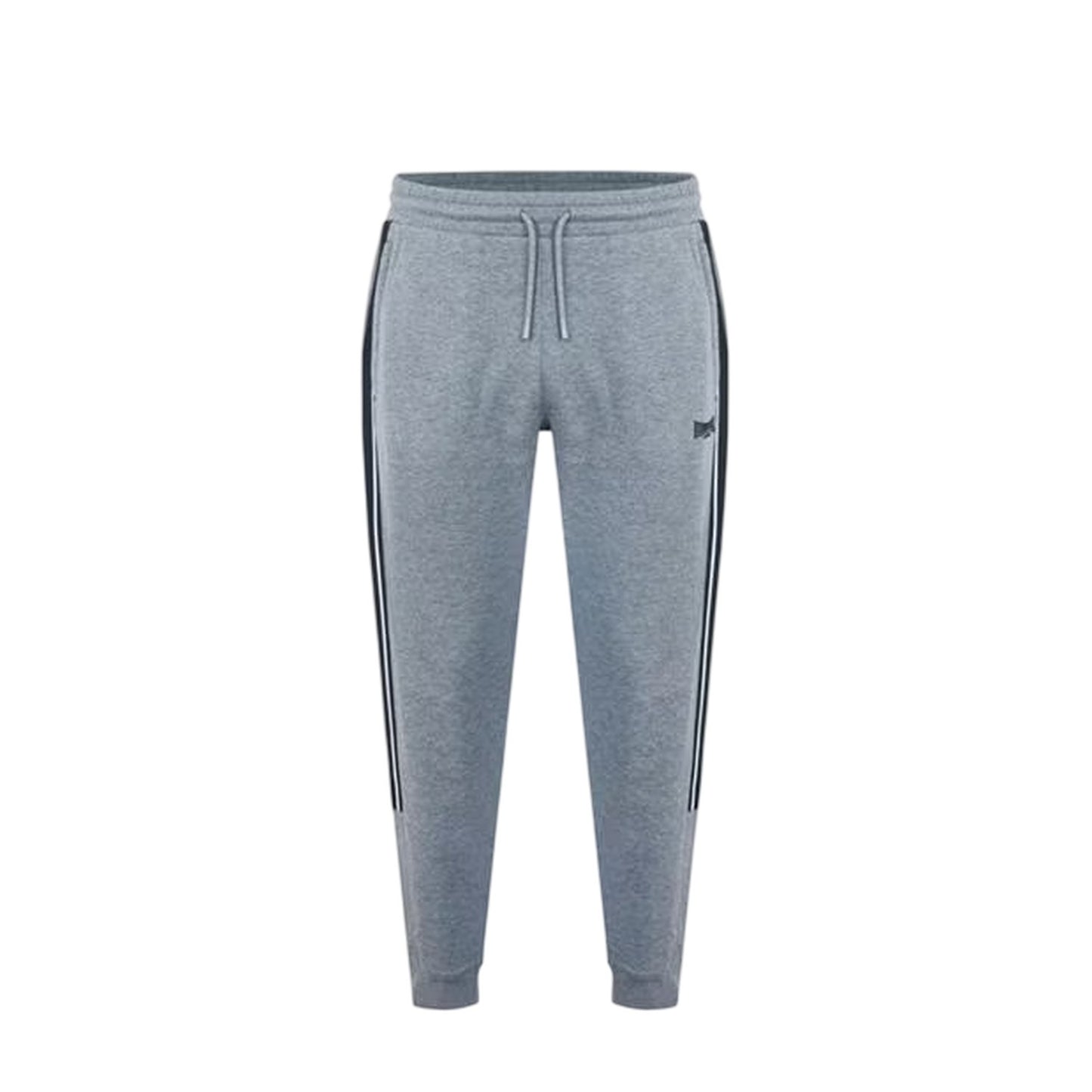 Dark Heather - Front - Lonsdale Mens Logo Ribbed Cuff Slim Joggers