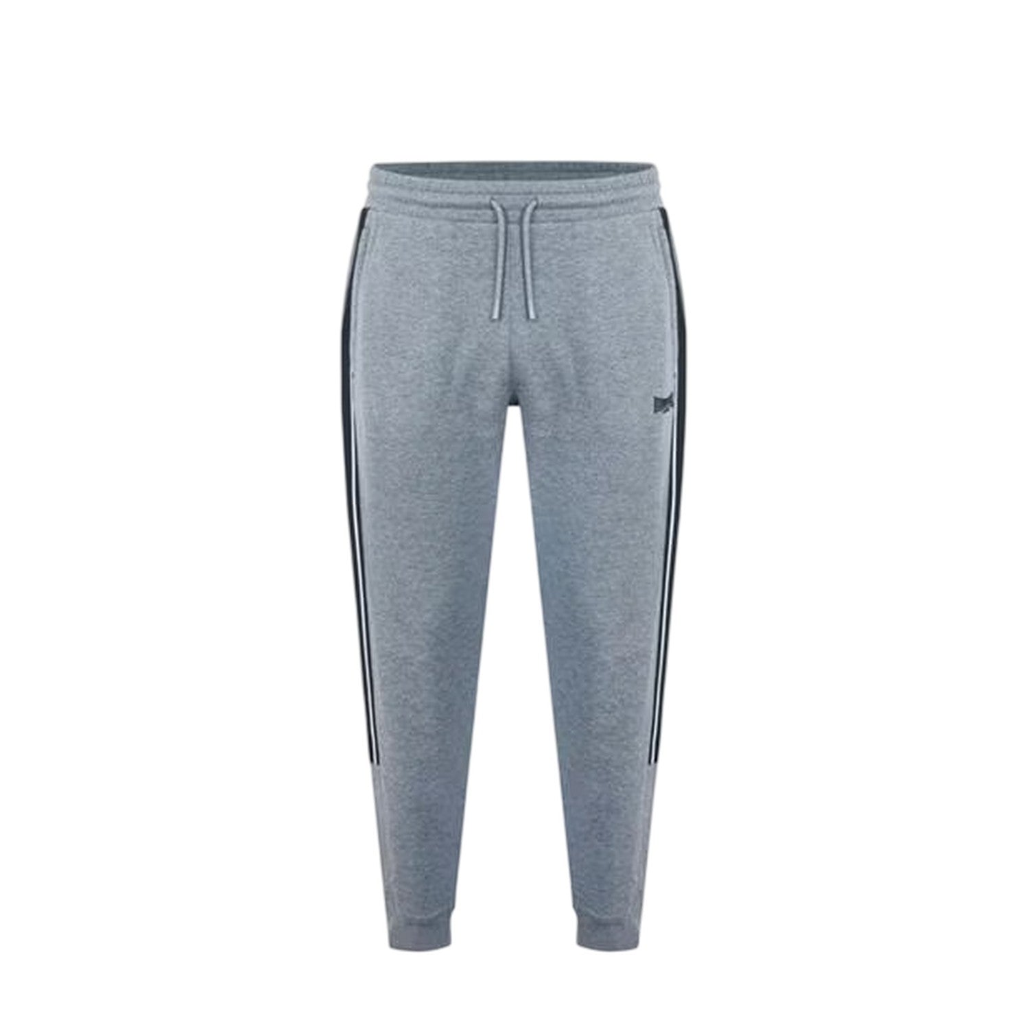 Dark Heather - Front - Lonsdale Mens Logo Ribbed Cuff Slim Joggers