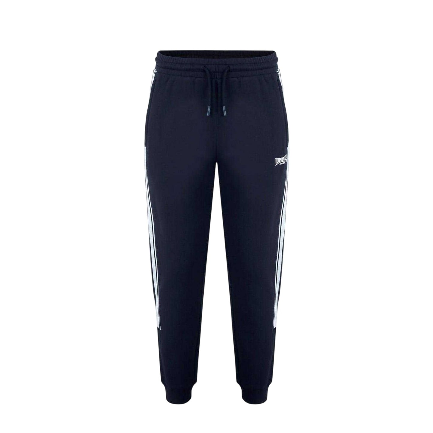 Black - Front - Lonsdale Mens Logo Ribbed Cuff Slim Joggers