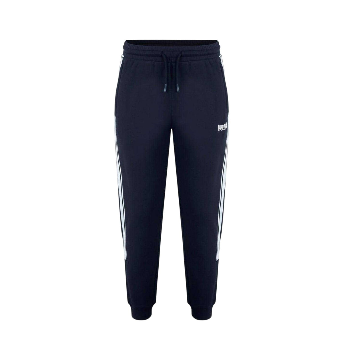 Black - Front - Lonsdale Mens Logo Ribbed Cuff Slim Joggers