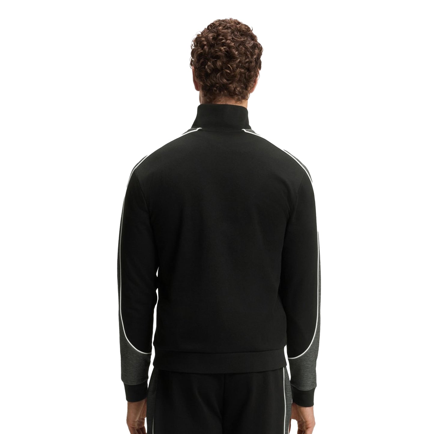 Black - Back - Boss Mens Colour Block Contrast Piping Track Jacket