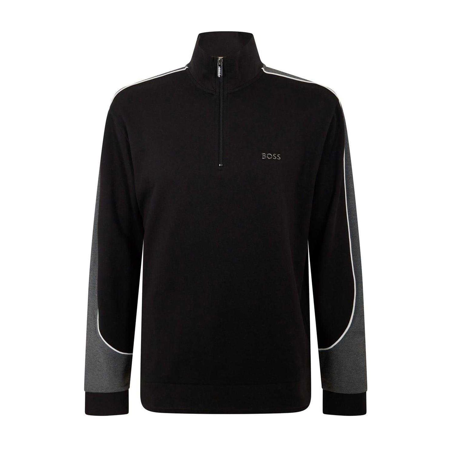 Black - Front - Boss Mens Colour Block Contrast Piping Track Jacket