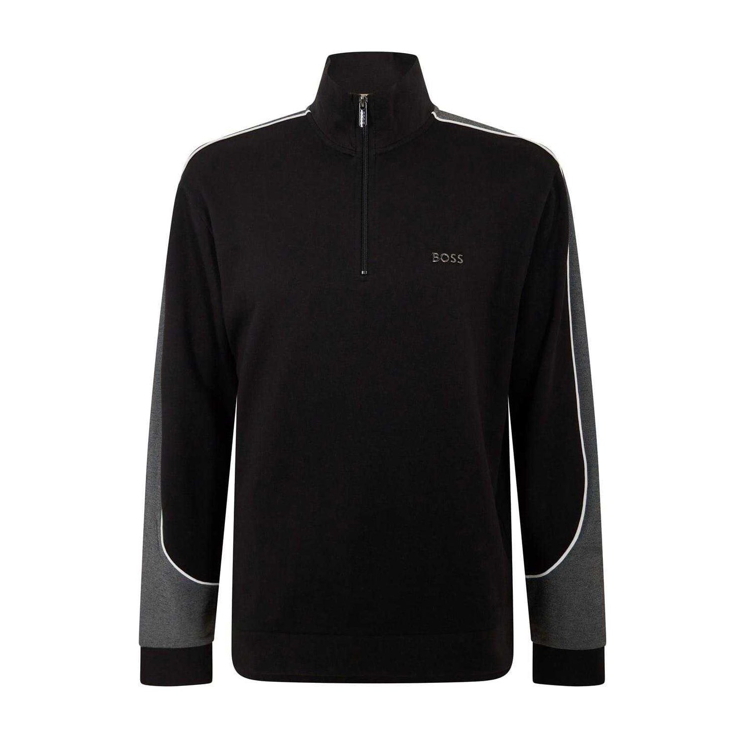 Black - Front - Boss Mens Colour Block Contrast Piping Track Jacket