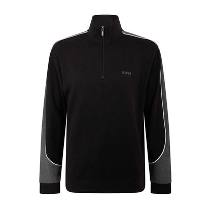 Black - Front - Boss Mens Colour Block Contrast Piping Track Jacket