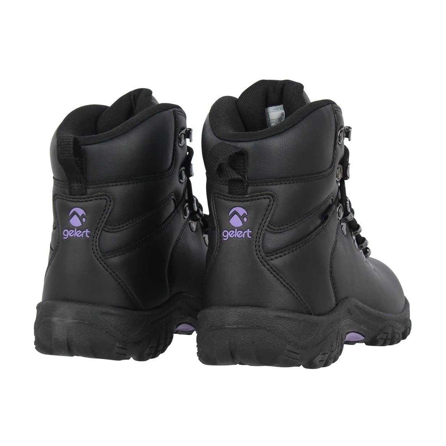 Black - Back - Gelert Womens-Ladies Coated Leather Walking Boots