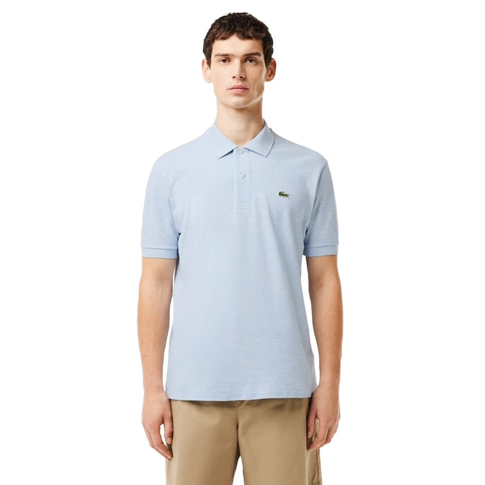 Light Blue - Front - Lacoste Mens Heathered Cotton Pique Polo Shirt