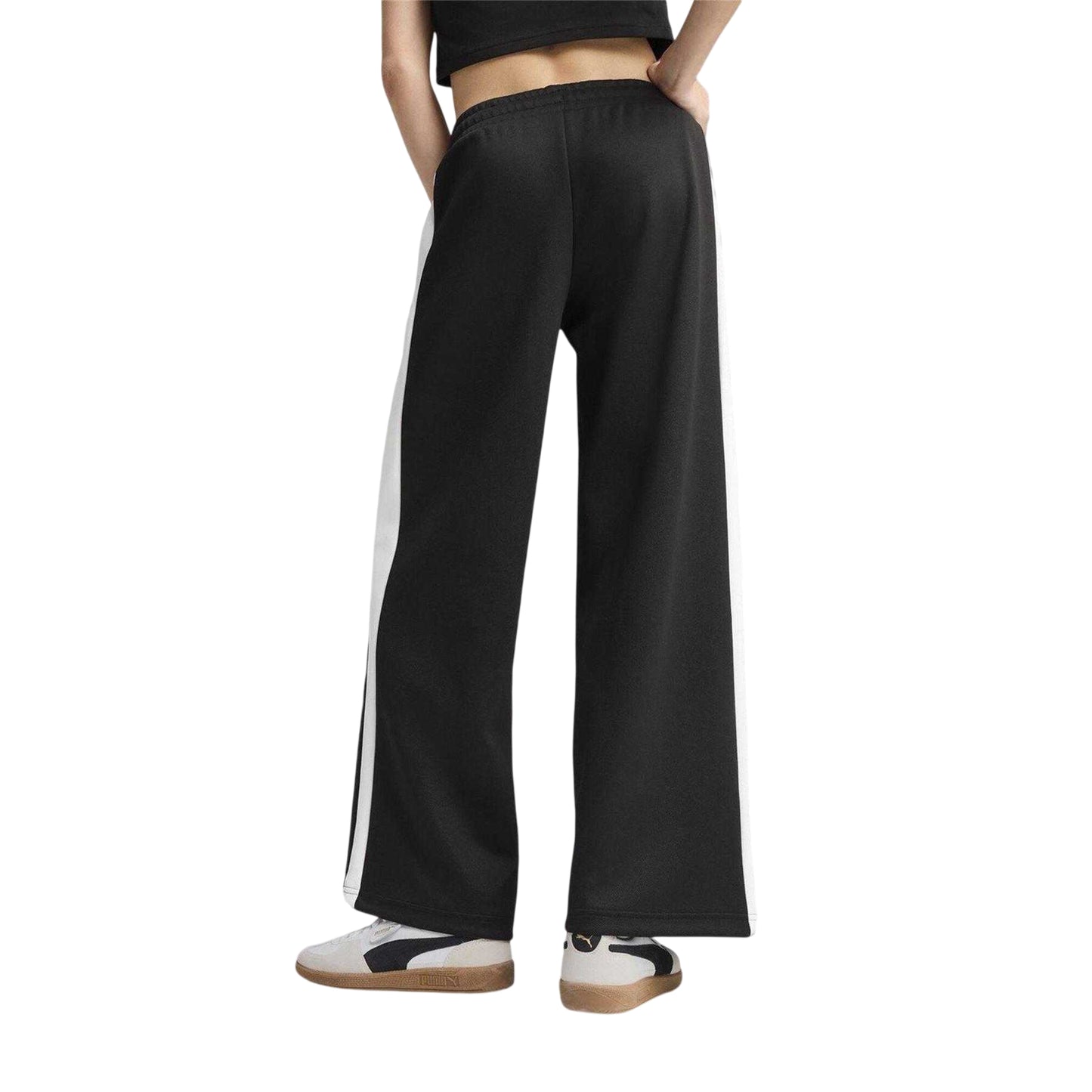 Black-White - Back - Puma Womens-Ladies T7 Open Hem Low Rise Joggers
