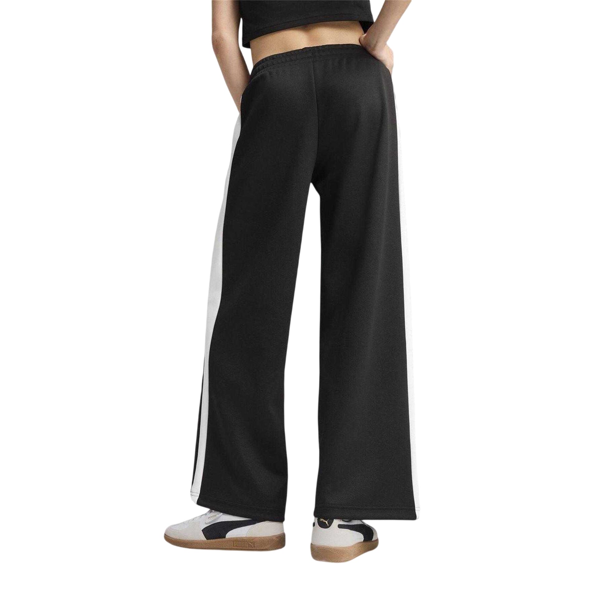 Black-White - Back - Puma Womens-Ladies T7 Open Hem Low Rise Joggers