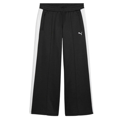 Black-White - Front - Puma Womens-Ladies T7 Open Hem Low Rise Joggers