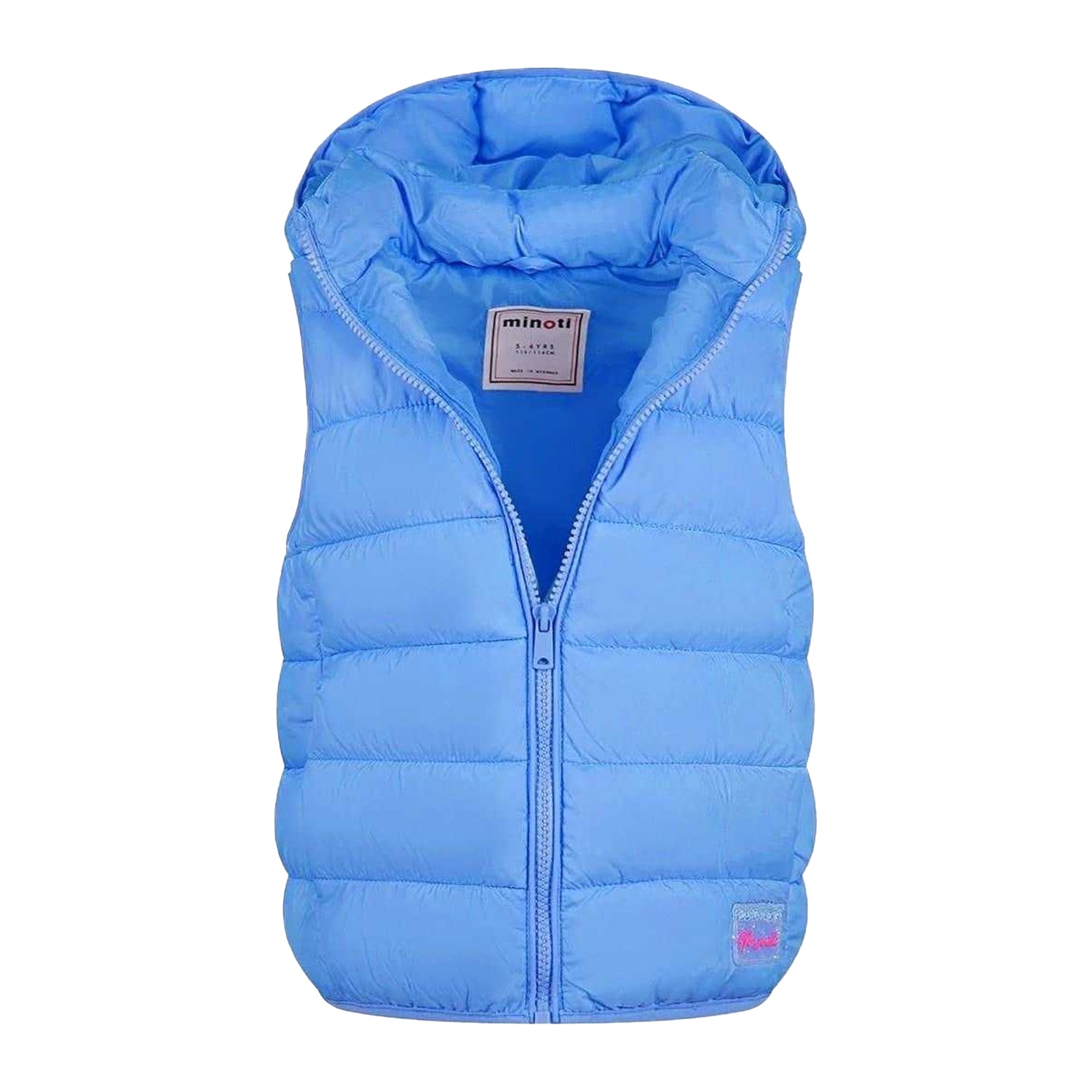 Light Blue - Side - Minoti Girls Quilted Detachable Hood Gilet