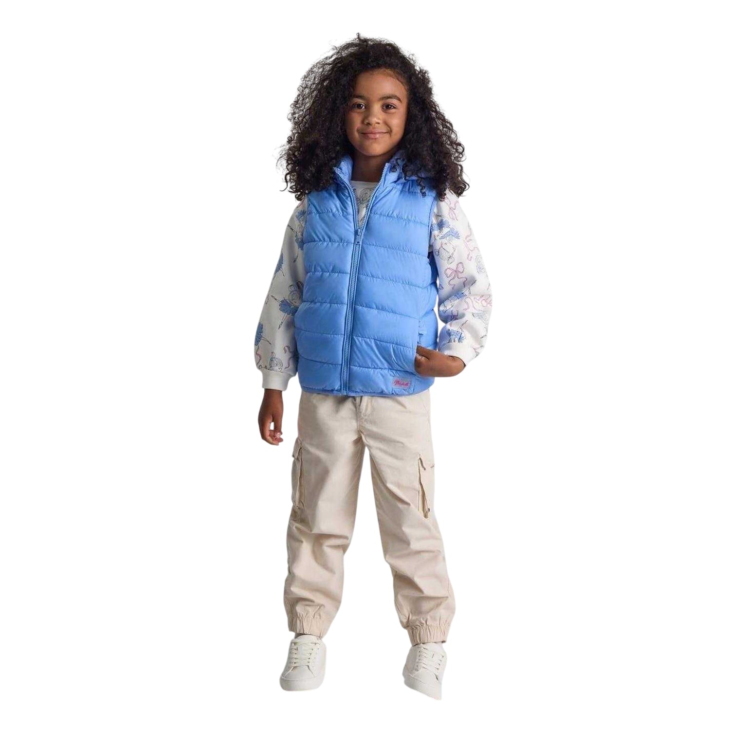 Light Blue - Lifestyle - Minoti Girls Quilted Detachable Hood Gilet