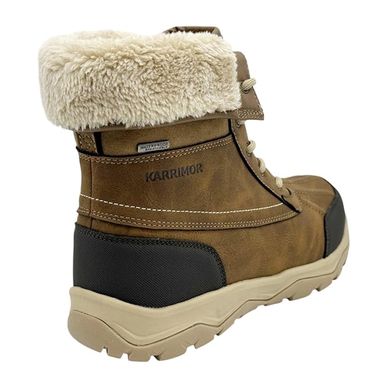Brown - Back - Karrimor Womens-Ladies Edmonton Leather Winter Boots