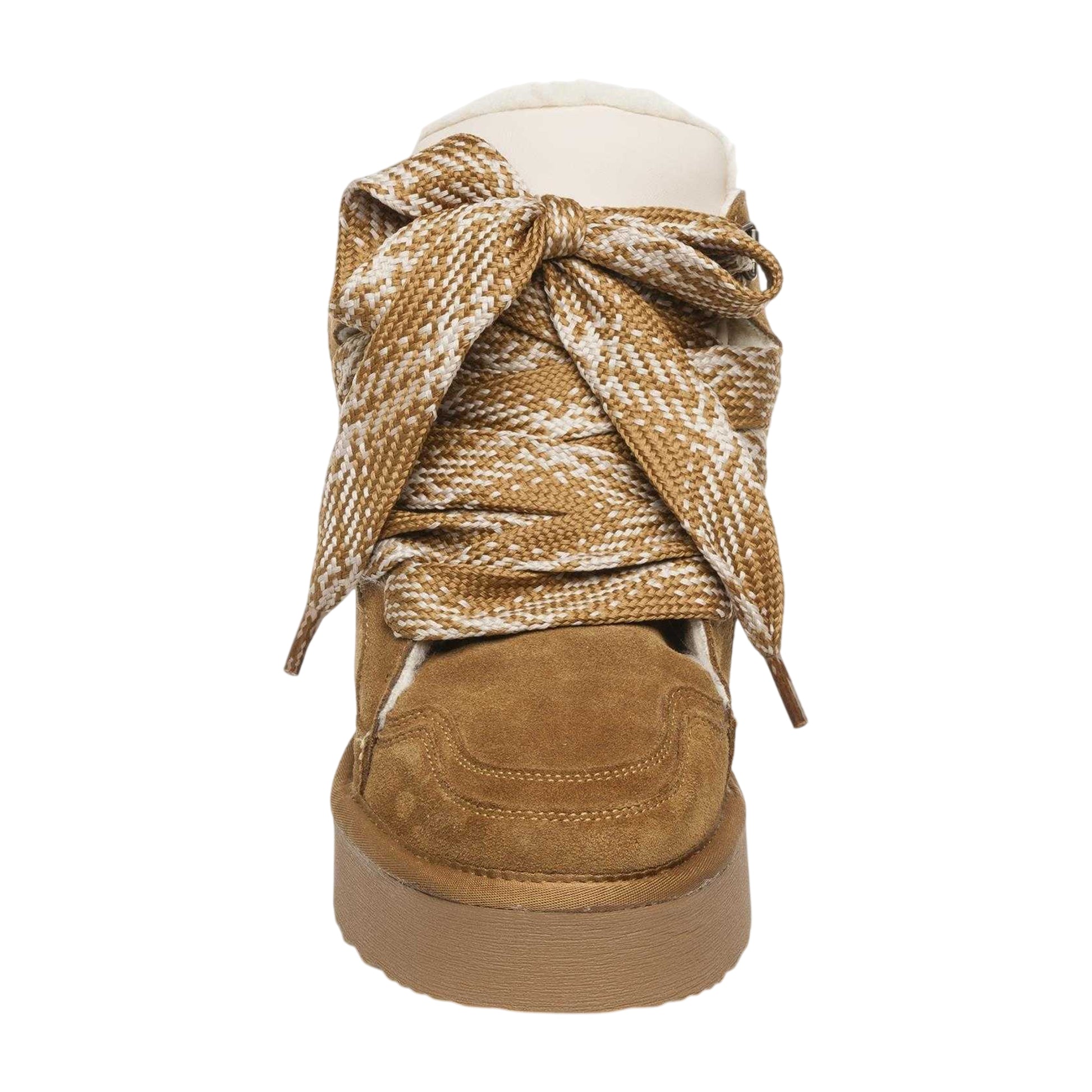 Chestnut-Suede - Side - Steve Madden Womens-Ladies Paci Checkboard Suede Boots