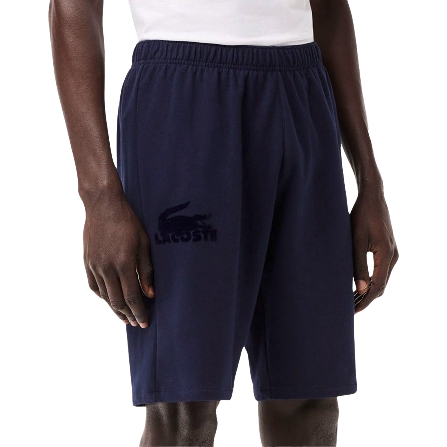 Blue - Side - Lacoste Mens Loungewear Fleece Shorts