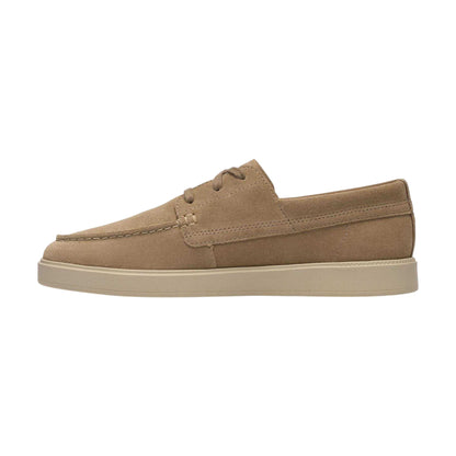 Dark Sand - Side - Clarks Mens Lockford Suede Boat Shoes